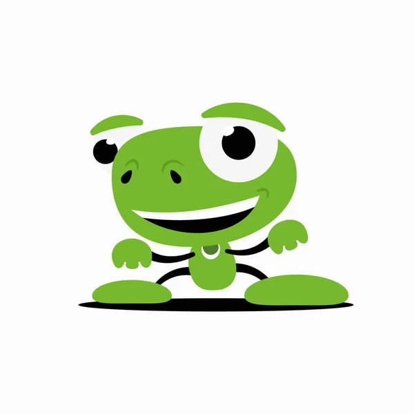 Happy Green Frog Vector Cartoon — Stockvektor