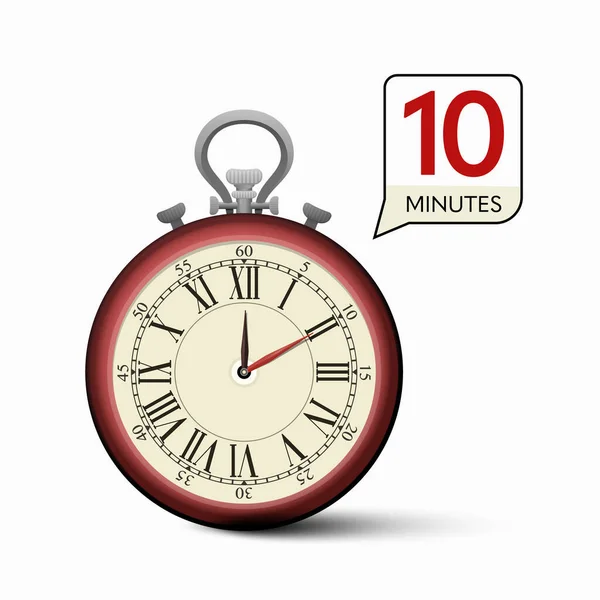 Zehn Minuten Uhr Icon Vektor Stoppuhr Symbol — Stockvektor