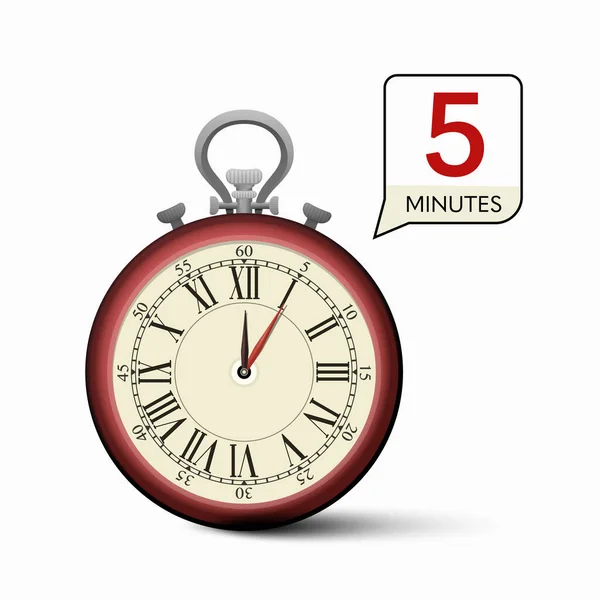 Cinco Minutos Reloj Vector Icono Aislado Cronómetro Retro — Vector de stock