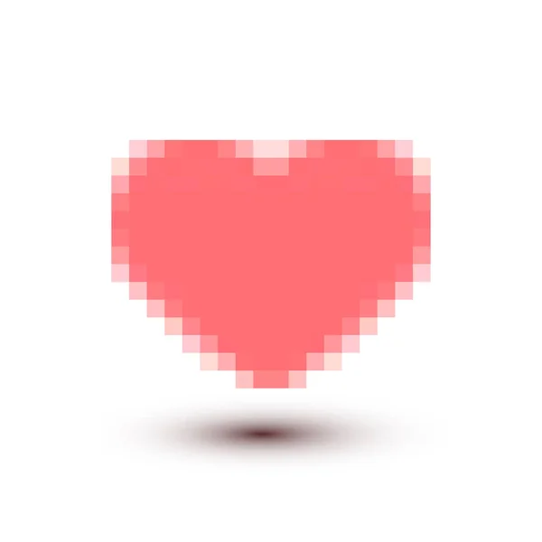 Pixelated Vector Retro Heart Icon Made Squares Pixels Isolated White — Stock Vector