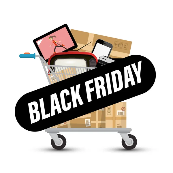 Black Friday Symbol Shopping Cart Vector — Stock Vector