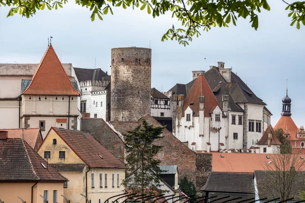 Jindruchuv Hradec Alte Burg Mit Häusern Vordergrund — Stockfoto