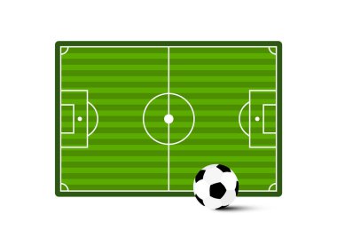 Futbol sahası - topun beyaz arkaplanda izole edildiği futbol sahası - vektör