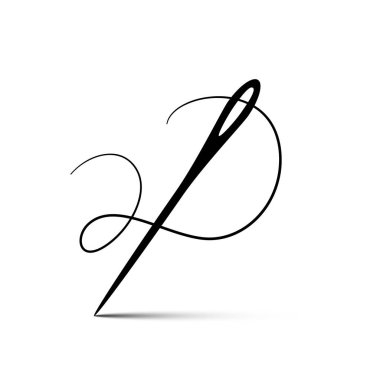 Beyaz arkaplanda ipliği izole edilmiş iğne - vektör