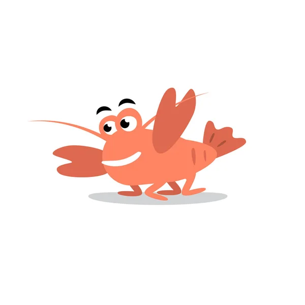 Crayfish Heureux Mignon Écrevisse Bande Dessinée Homard Rock Isolé Sur — Image vectorielle