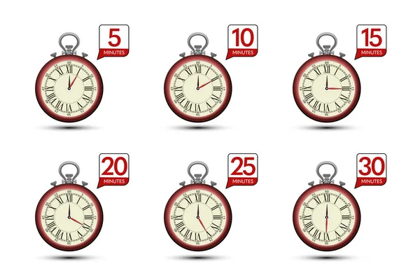 Chronomètre Vintage Avec Symboles Minutes Isolé Sur Fond Blanc Vecteur — Image vectorielle