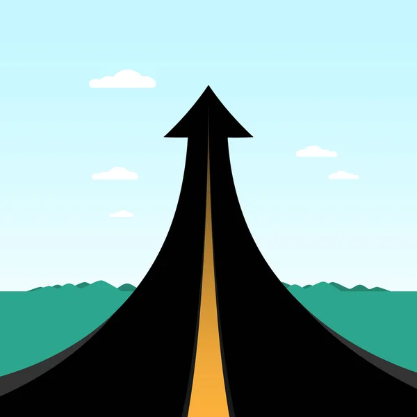 Asphalte Route Ascendante Avec Grand Symbole Flèche Vecteur — Image vectorielle