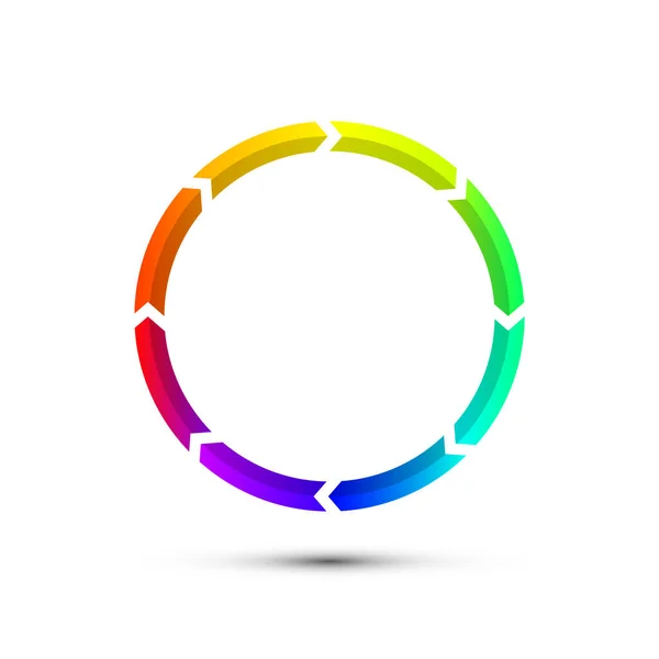Kleurrijke Pijlen Cirkel Frame Geïsoleerd Witte Achtergrond Vector — Stockvector