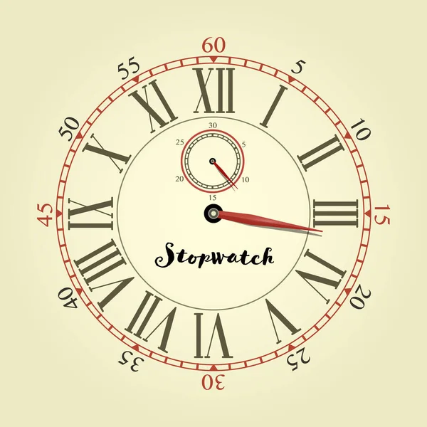 Stopwatch Vektor Illusztráció Óra Római Számok — Stock Vector