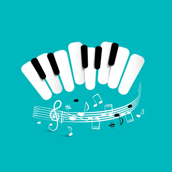 Zene Háttér Zongora Billentyűk Személyzet Jegyzetek — Stock Vector