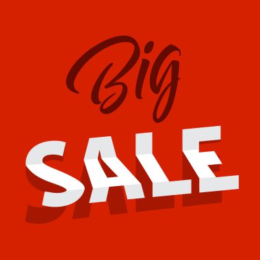 Büyük satış kağıdı kırmızı arkaplanda katlanmış harfleri kesti - vektör