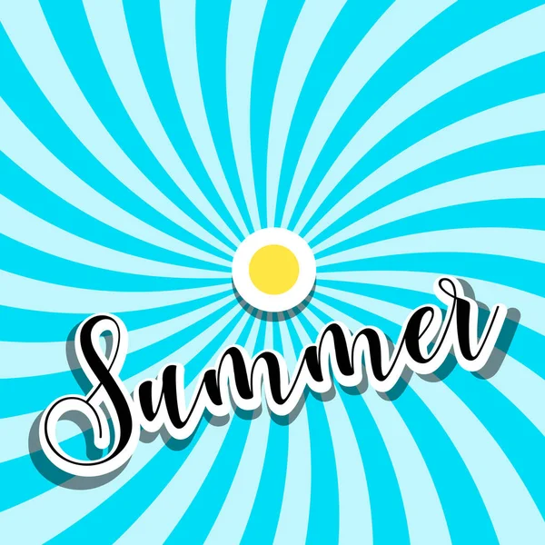 Sommar Retro Blå Bakgrund Med Sol — Stock vektor