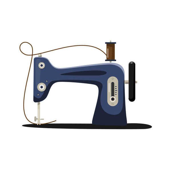 Ретро швейная машина с резьбой на белом фоне - вектор