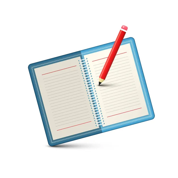 白い背景に隔離された鉛筆と空白の日記アイコン ベクトル — ストックベクタ
