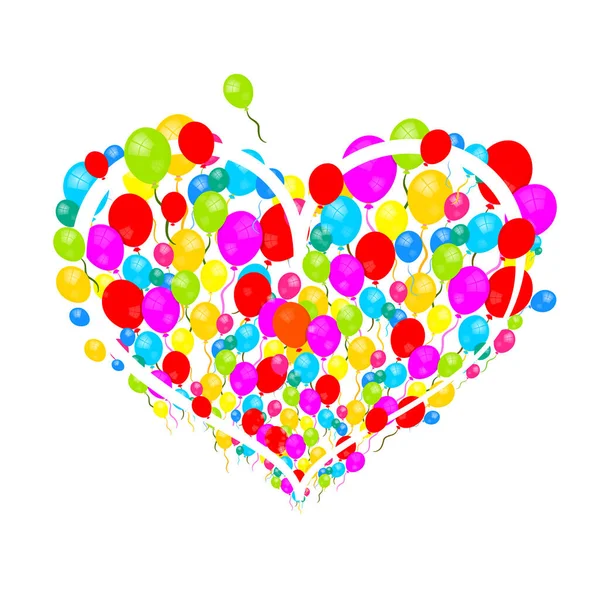 Colorful Ballons Heart Shape Isolated White Background — Stock Vector