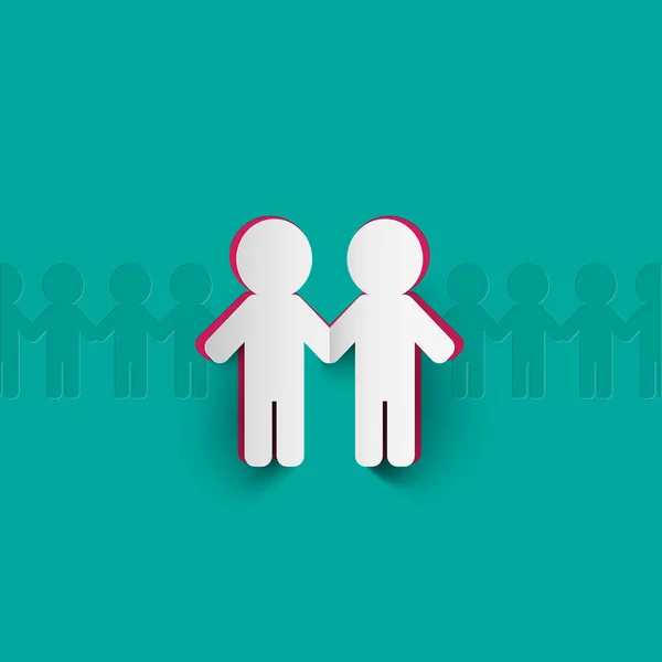 Paper Cut People Holding Hands Vector — Stock Vector