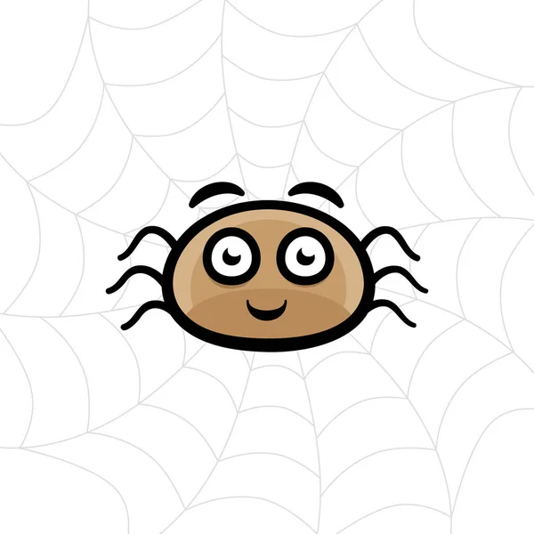 Niedliche Winzige Spinne Auf Netz Vektor — Stockvektor