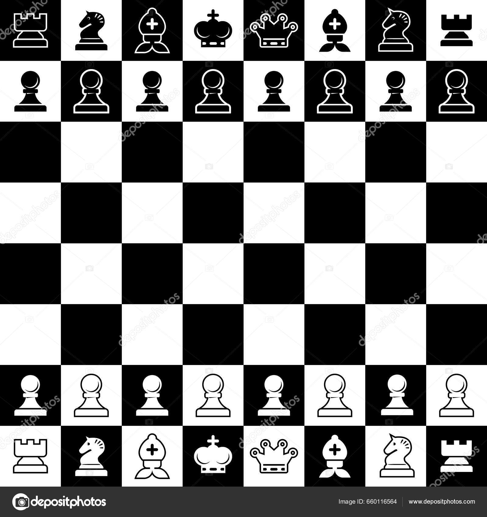 Tabuleiro de jogo de xadrez 3D e peças em branco 1269665 Vetor no