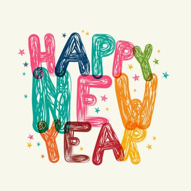 Mutlu yıllar başlık retro afişi - vektör