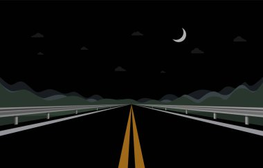 Gece karayolu - asfalt yol - vektör
