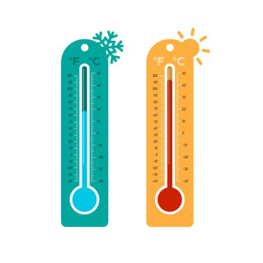Soğuk ve sıcak termometre simgeleri - vektör