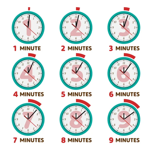 时钟组 9分钟符号向量 — 图库矢量图片