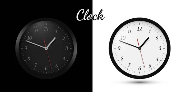 黑色和白色背景的时钟 模拟时钟图标 — 图库矢量图片