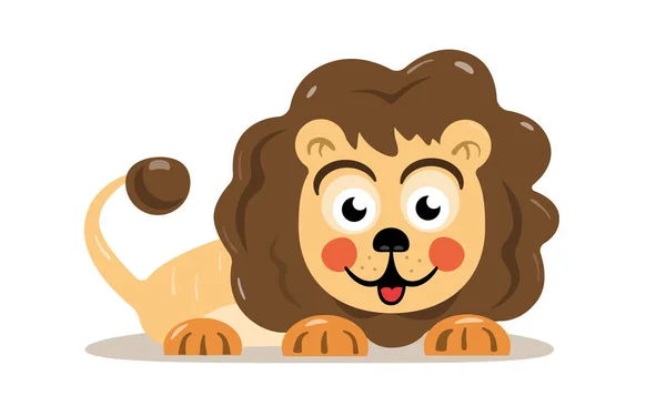 Cute Baby Lion Isolated White Background Vector — Stock Vector