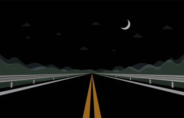 Noční Dálnice Asfaltová Cesta Vektor — Stockový vektor