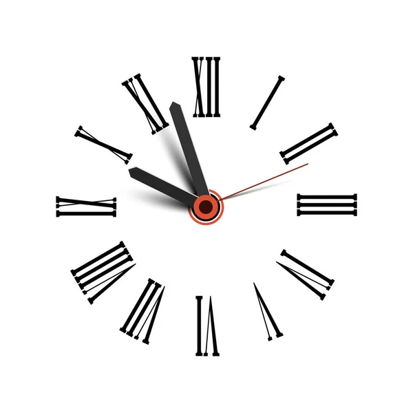 Reloj Analógico Con Números Romanos Aislados Sobre Fondo Blanco Vector — Vector de stock