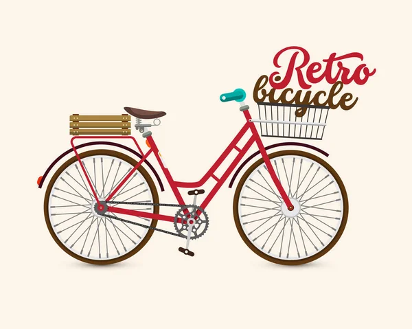 Ретро Велосипед Корзиной Светлом Фоне Вектор — стоковый вектор