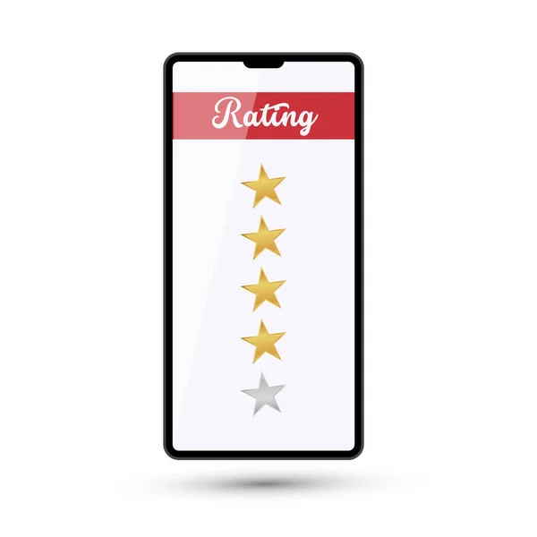 手机显示屏上的评级星 — 图库矢量图片