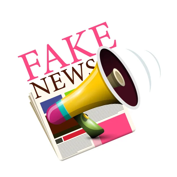 Fake News Symbol Mit Lautsprecher Und Zeitungen Vektor — Stockvektor