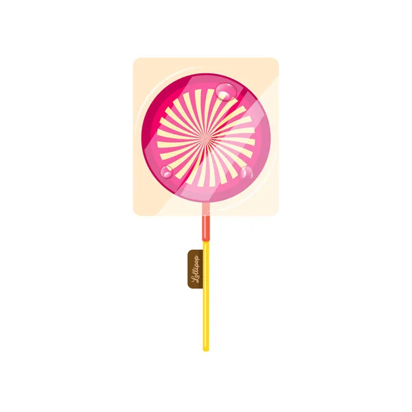 Roze Lolly Candy Geïsoleerd Witte Achtergrond Vector — Stockvector