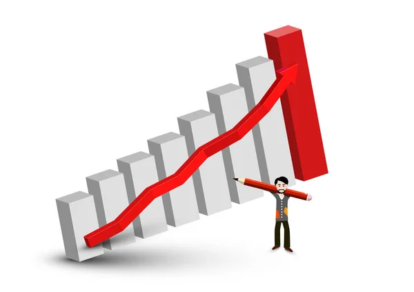 Graf Mužem Držícím Tužku Podnikatelský Růst Koncept Úspěchu — Stockový vektor