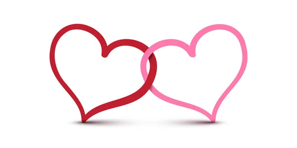 United Hearts Icon Couple Love Vector Symbil — Stock Vector