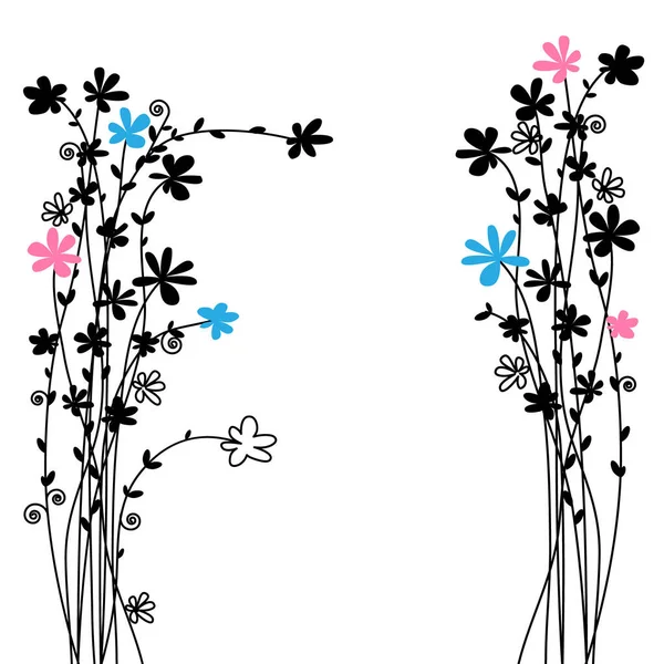 Diseño Floral Dibujado Mano Simple Vintage Flores Vectoriales Sobre Fondo — Vector de stock