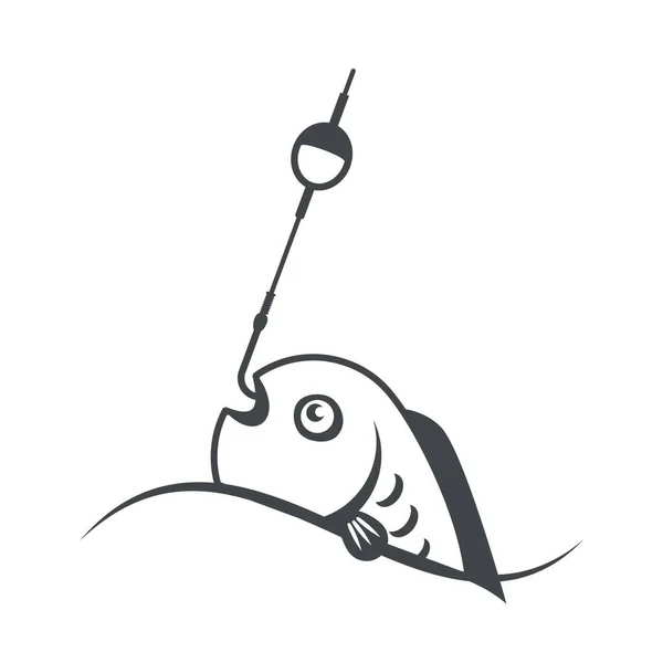 Símbolo Peixe Capturado Ícone Pesca Vetorial — Vetor de Stock