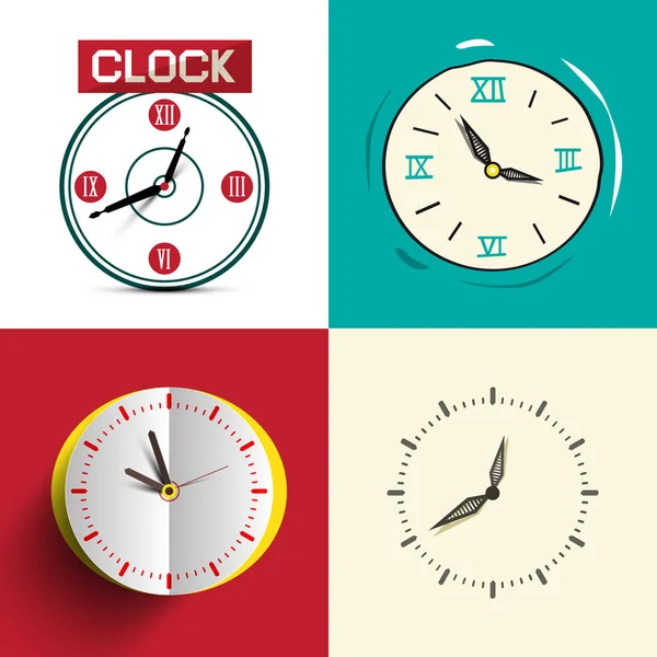 Set Horloge Analogique Icônes Vectorielles — Image vectorielle