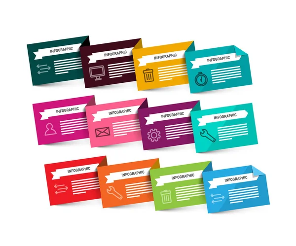 Renkli Kağıtlar Vektör Bilgi Tasarımı — Stok Vektör