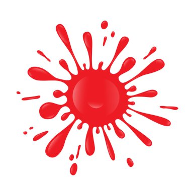 Kırmızı sıçrama, beyaz arkaplanda izole edilmiş leke