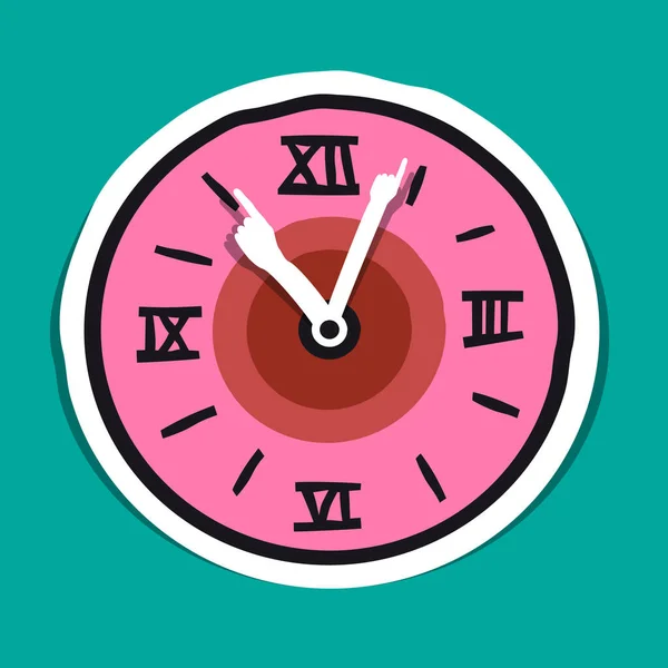 带有手动矢量符号的粉色模拟时钟 — 图库矢量图片#