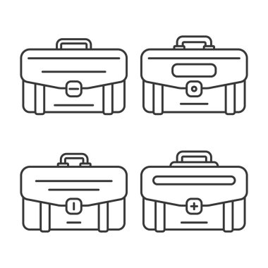 İş çantası ana hatları vektörü - torbalar beyaz arkaplanda izole edildi