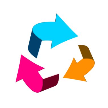 Beyaz arkaplanda oklar - 3d ok seti - beyaz arkaplanda izole edilmiş mavi, pembe ve orrange sembolleri