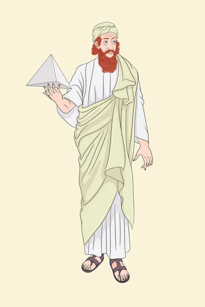 Velký Řecký Vědec Filozof Pythagoras Ploché Vektorové Ilustrace — Stockový vektor