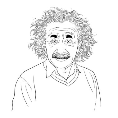 Albert Einstein 'ın portresi. Vektör illüstrasyonu.