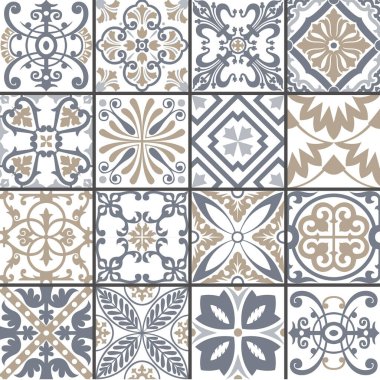 Türk seramik desen koleksiyonu. Türk stilize desenli seramik fayanslar. Kusursuz yatay desen. Etnik ve arabesk motifleriyle seramik fayanslar oluşturuldu.