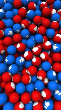 Yazı çekimi: 3D mavi kırmızı emoji toplarının başparmağı yukarı ve kalbi yukarı doğru. Popüler sosyal ağın simgesi Facebook, aşk, havalı gibi. Web içeriği popülerlik işareti. Dikey arkaplan