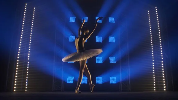 Elements Classical Ballet Choreography Background Smoke Spotlights Soft Blue Light — Stock Photo, Image