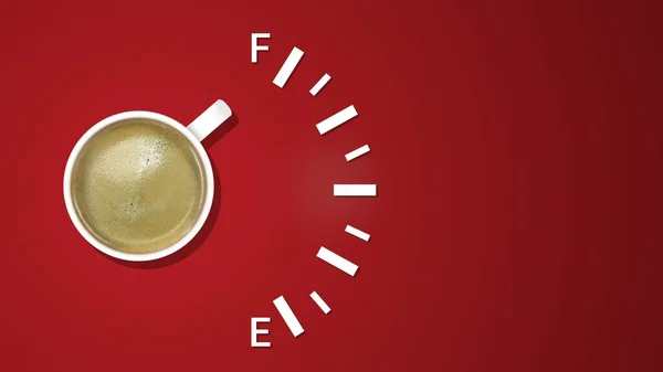 Scale Fuel Indicator Showing Fuel Level Cup Coffee Foam Red — Stock Photo, Image